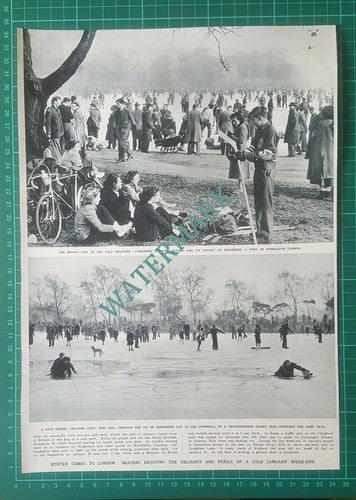 (X919) Kingsmere Pond Wimbledon Common London Ice Skating - 1950 Clip