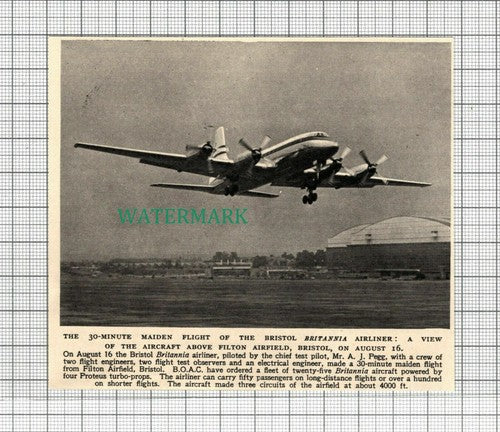 C2508) Bristol Britannia Airliner Maiden Flight Filton Airfield A J Pegg - 1952