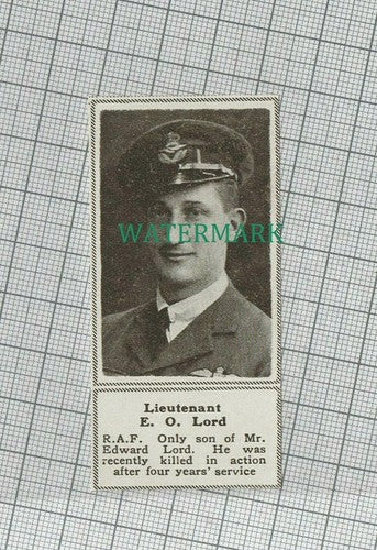 C1520) Lieut E O Lord RAF WWI Son of Edward Lord - 1918 SMALL!!