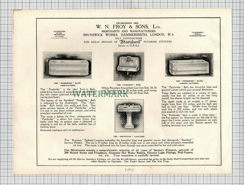 (X1724) W N FROY & Sons TOLLGATE BUNGALOW Messrs C Albert & Co Brixton - 1927
