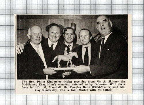 Hon Philip Kindersley A Skinner Surrey Drag Hunt Dr M Marshall Bunn 1972 Cutting