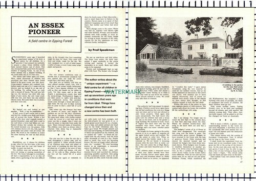 Fred Speakman Epping Forest Field Centre Essex - 1970 Article