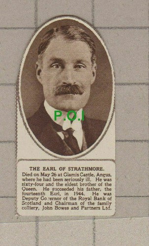 C1939) Earl of Strathmore Glamis Castle Obituary - 1949 Clip