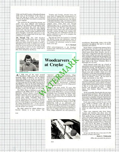 Derek Slater Crayke Wood Carver Robert Thompson Kilburn Yorkshire - 1984 Article
