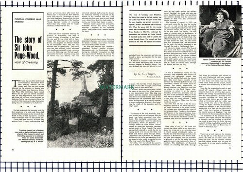 (7058) Sir John Page-Wood Cressing Essex Vicar - 1970 Article