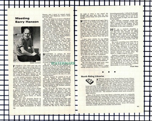 (5973) Barry Hanson Actor Bradford - 1973 Small Article