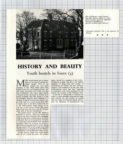 East Bay House Colchester Essex Youth Hostel - 1965 Cutting