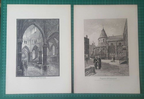(X809) Temple Church London - c.1895 - TWO PRINTS