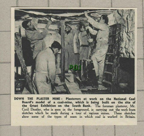 Cyril Dentler Coal Mine Model Exhibition South Bank London - 1951 Small Clipping
