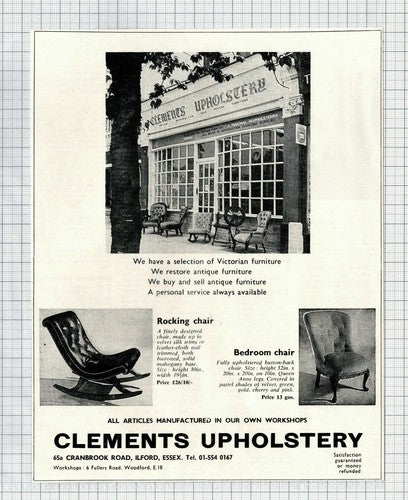 Clements Upholstery Ilford Essex Advert - 1968 Clipping / Print
