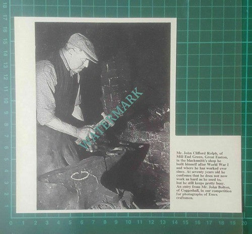 John Clifford Rolph Mill End Green Great Easton Essex Blacksmith - 1968 Cutting