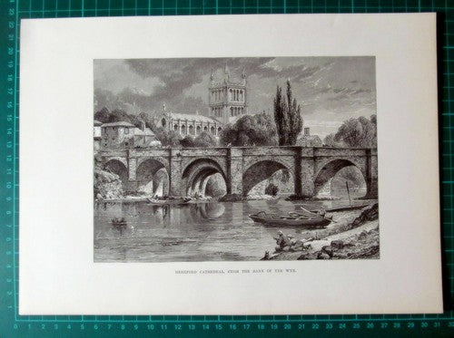 X1047) Hereford Cathedral England - c.1895 Print