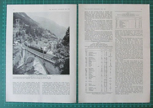 The Gotthard Line Switzerland Railway - 1968 Article