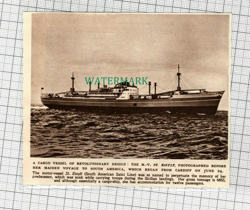 C1761) MV ST ESSYLT South American Saint Line Ship - 1948 Clip
