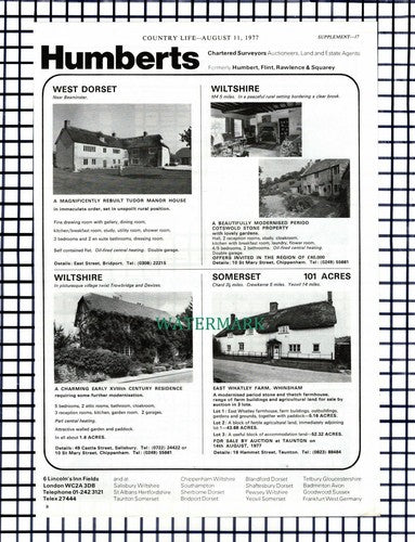 X1478) East Whatley Farm Whinsham Beaminster Dorset Sale Advert - 1977 Cutting
