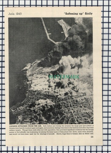 Catania Attacked Sicily World War Two - c.1945 Cutting / Print