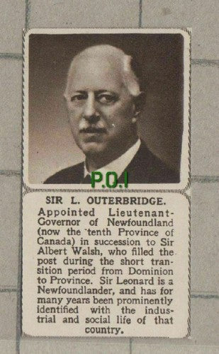 C1513) Sir Leonard Outerbridge Newfoundland Governor - 1949 SMALL!