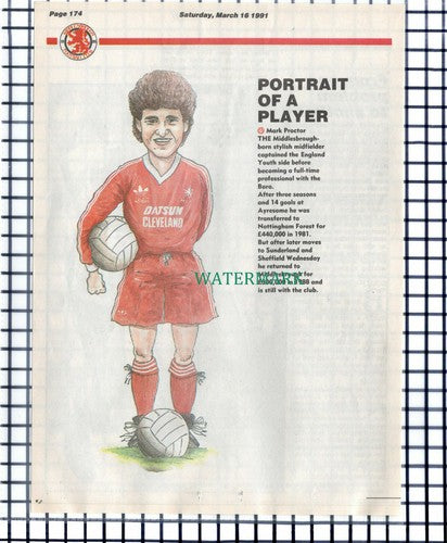 Mark Proctor Middlesbrough Boro Footballer - 1991 Cutting
