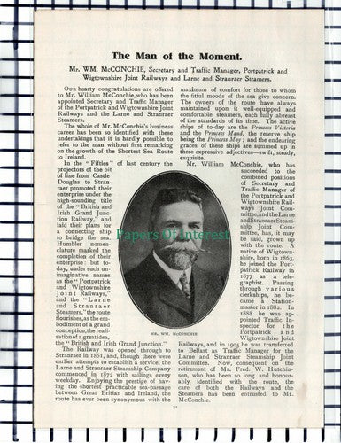 C5288) Mr William McConchie Portpatrick Wigtownshire Railway Larne - 1914
