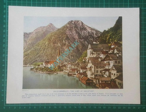 The Lake of Hallstadt Salzkammergut Austria - c.1930s Book Print