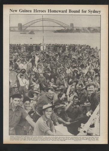 Sixth Australian Division RAAF Wewak New Guinea Sydney Harbour WW2- Cutting