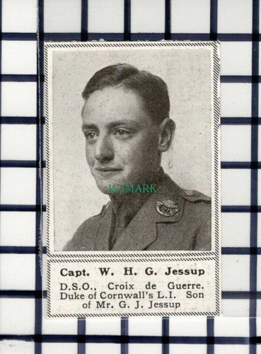 C6111) Capt W H G Jessup Duke Of Cornwall's LI World War One ~ 1919 Cutting