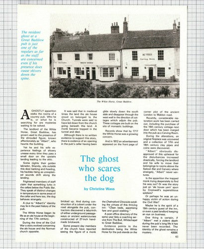 The White Horse Great Baddow Essex Ghost - 1984 Article