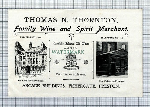 C7432) PRESTON Thomas N Thornton Wine Merchant Advert - 1902 Cutting