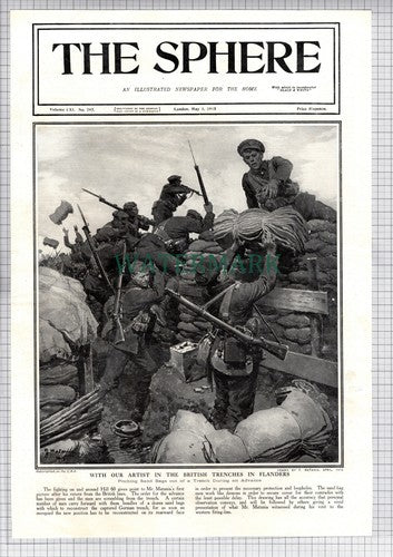 British In A Trench In Flanders Hill 60 Matania - 1915 News Page / Print
