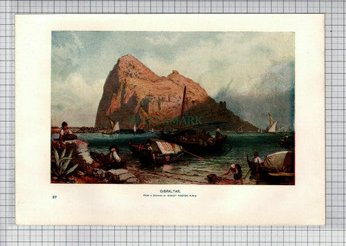 (8164) GIBRALTAR Birket Foster - c.1910 Print