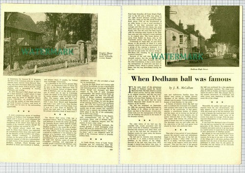 (6564) Dedham Essex Douglas Went Lamb Inn - 1962 Article