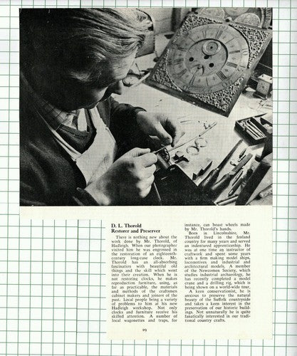 Mr D L Thorold Hadleigh Suffolk Clock Restorer Newcomen Society - 1974 Clipping