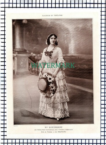 X1550) Mlle Kousnezoff La Traviata Theatre National De L'Opera - 1910 Print