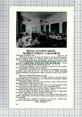 C7544) Royal Oak Hoghton / Royal Station Hotel Carnforth - 1970s Cutting