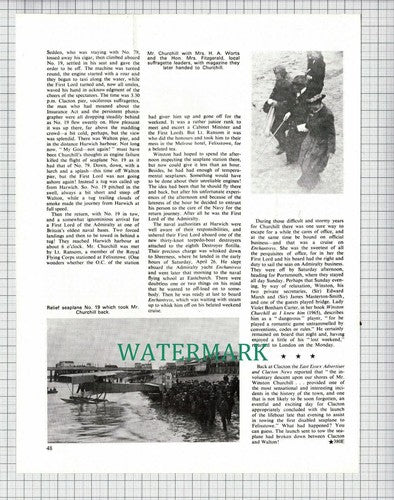 (6593) Winston Churchill Clacton Essex Seaplane - 1973 Article