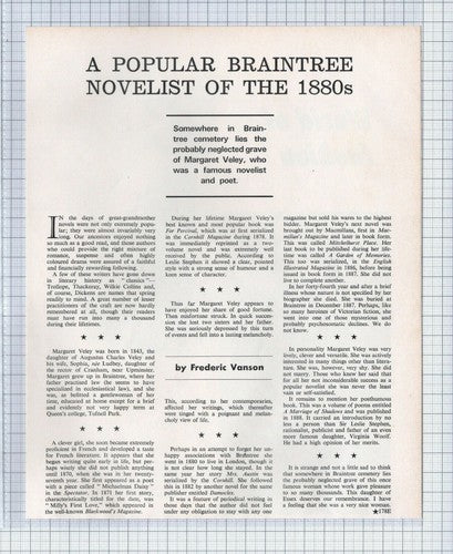 Margaret Veley Novelist Poet Braintree Essex - 1972 Article