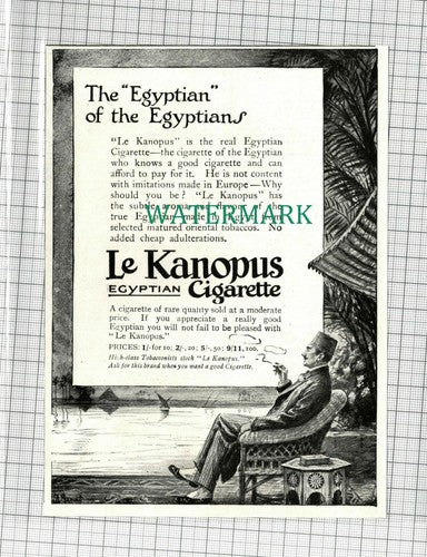 C1739) Le Kanopus Egyptian Cigarettes Advert - 1918 Clip