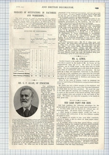 (6439) Mr G F Allan Stockon On Tees Master Painter - 1913 Cutting