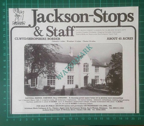 (196) Daywell Manor Gobowen Near Oswestry House Sale Advert - 1981 Cutting