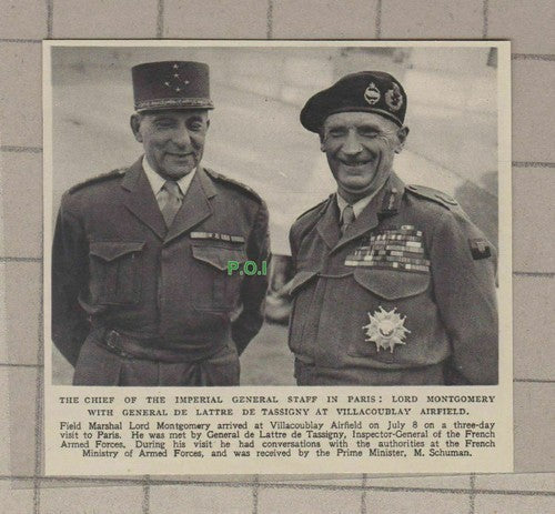 C1860) Lord Montgomery Gen De Lattre De Tassigny Villacoublay - 1948 Clip