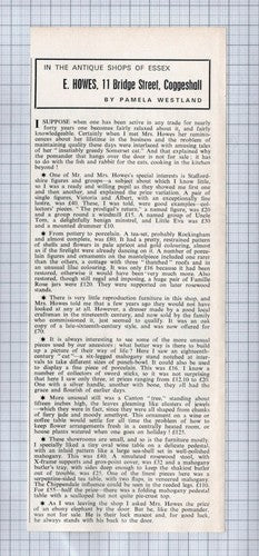 E Howes Antique Shop 11 Bridge Street Coggeshall Essex - 1972 Clipping