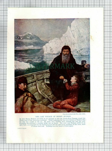 (6816) Henry Hudson Last Voyage - c.1930s Book Print