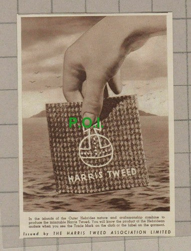 C2409) Harris Tweed Outer Hebrides Small Advert - 1947 Clip