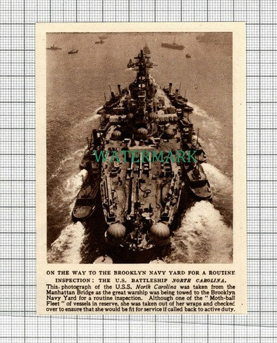 C2842) USS Battleship NORTH CAROLINA - 1948 Clip SMALL!!