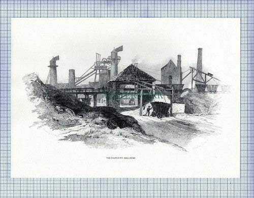 WALLSEND THE CHURCH PIT Air Shaft MINE MINING PRINT 1987 (X1701)