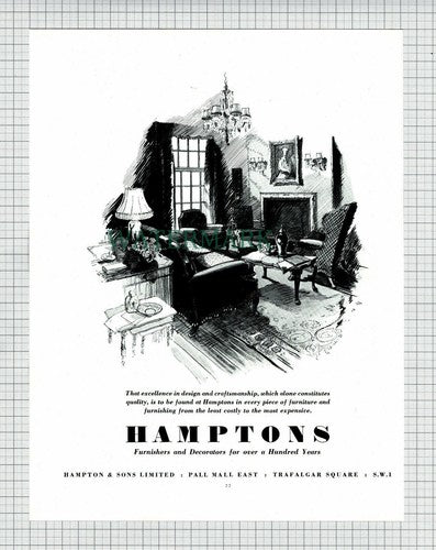 X1367) HAMPTONS Hampton & Sons Furnishers Advert - c.1951 Cutting
