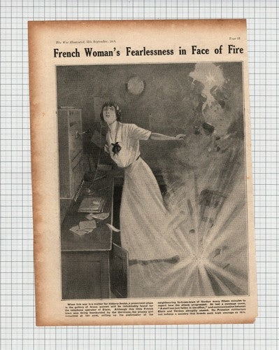 Etain France Brave Telephone Operator WW1 Great War - Antique Book Print 1914