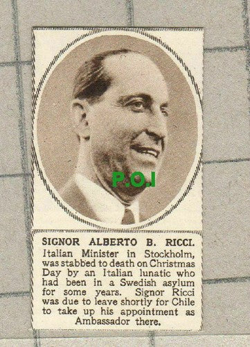 C1645) Signor Alberto B Ricci Italian Minister Sweden - 1948 Clip SMALL!
