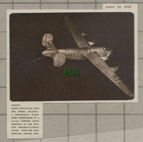 C1487) BOAC Liberator Night Refuelling Over North Atlantic - 1948 Clip