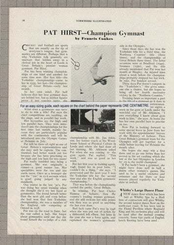 Pat Hirst Champion Gymnast - 1952 Article